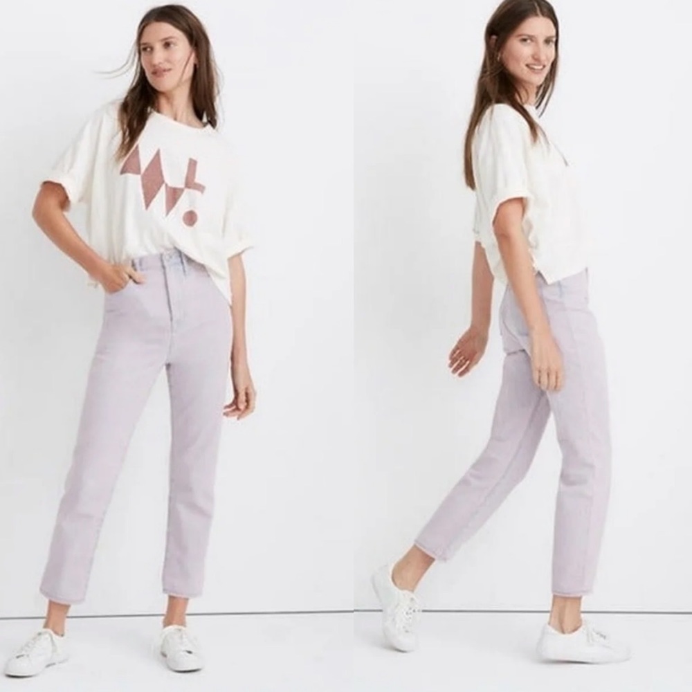 NWOT Madewell Mom Jeans 29 Garment Dyed Lilac